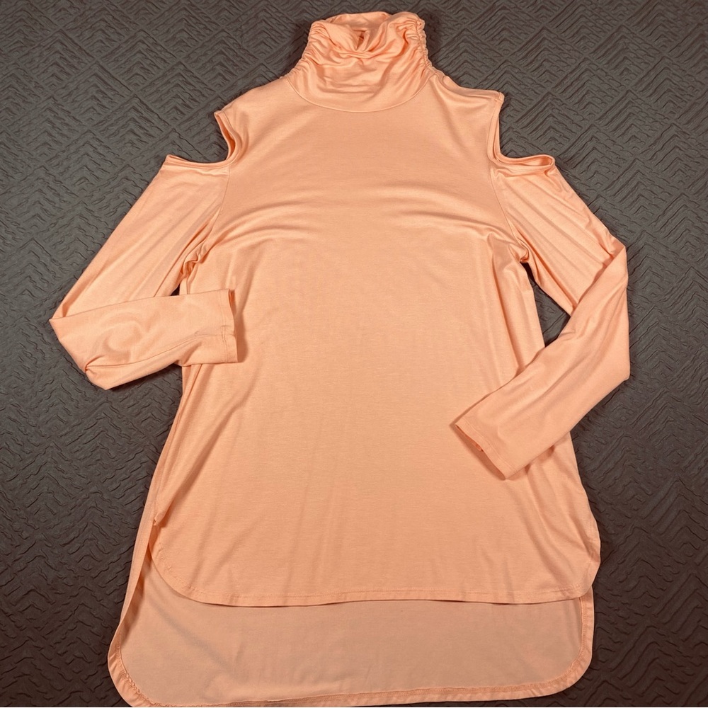 Soft Surroundings Peach Cold Shoulder Turtleneck Size M EUC